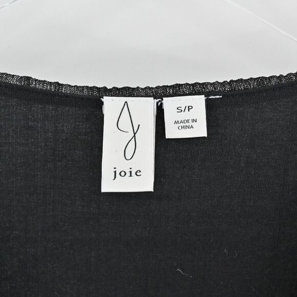JOIE Top Womens Size S Black Metallic‎ VNeck Gathered Blouse Semi Sheer Sleeves - Picture 7 of 12